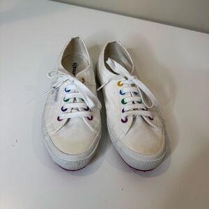 Superga Womens Size 7.5 Sneakers White Canvas Low Top Lace Up